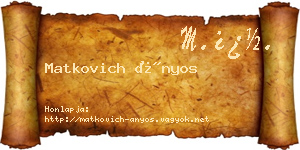 Matkovich Ányos névjegykártya